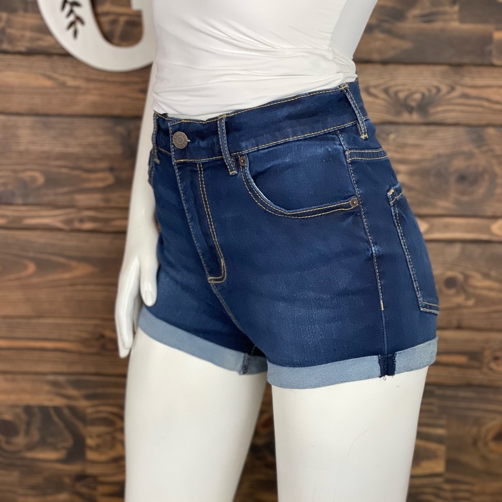 Garage | Premium Denim Super Soft Blue Jean Shorts High-Waisted‎ Rolled Cuffed